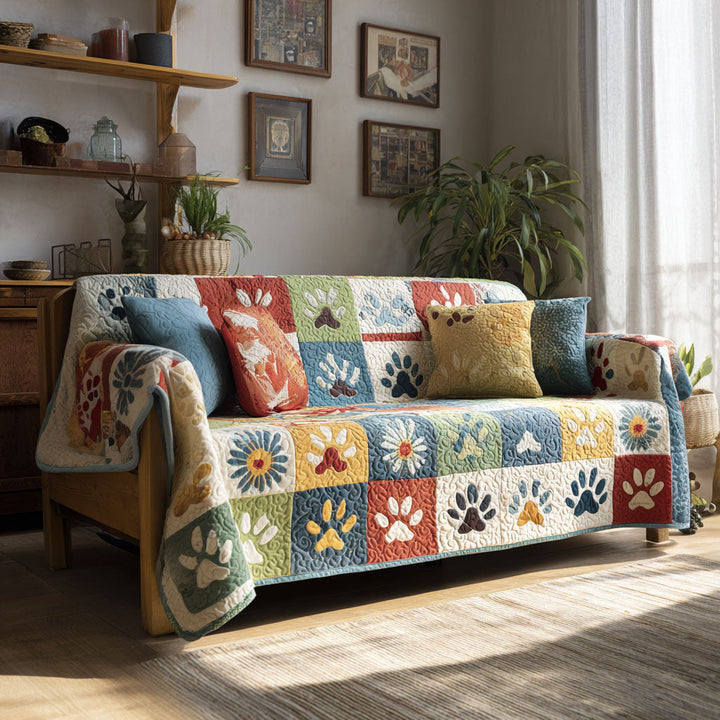 שקד - כיסוי ספה מרופד טביעות כף